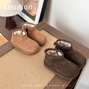 书萌儿童雪地靴2026冬季新款女童加绒保暖棉鞋宝宝休闲雪地靴软底