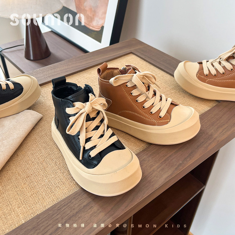 2026秋冬季新款加绒保暖儿童板鞋高帮男女童休闲鞋软底中大童鞋子