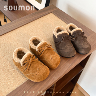 书萌女童棉鞋勃肯鞋2026冬季新款英伦风公主鞋皮鞋儿童二棉女鞋子