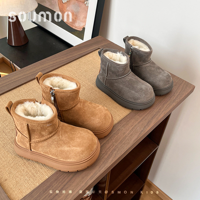 儿童雪地靴2025新款冬季加绒加厚保暖女童靴子大棉鞋防滑短靴棉鞋