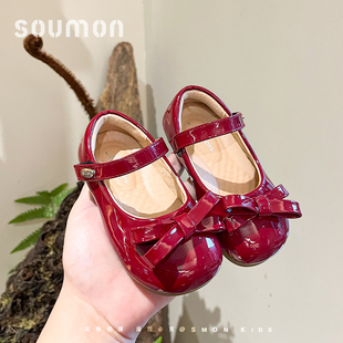 儿童公主鞋2026春秋新款女童小皮鞋红色女宝宝鞋子单鞋透气软底鞋