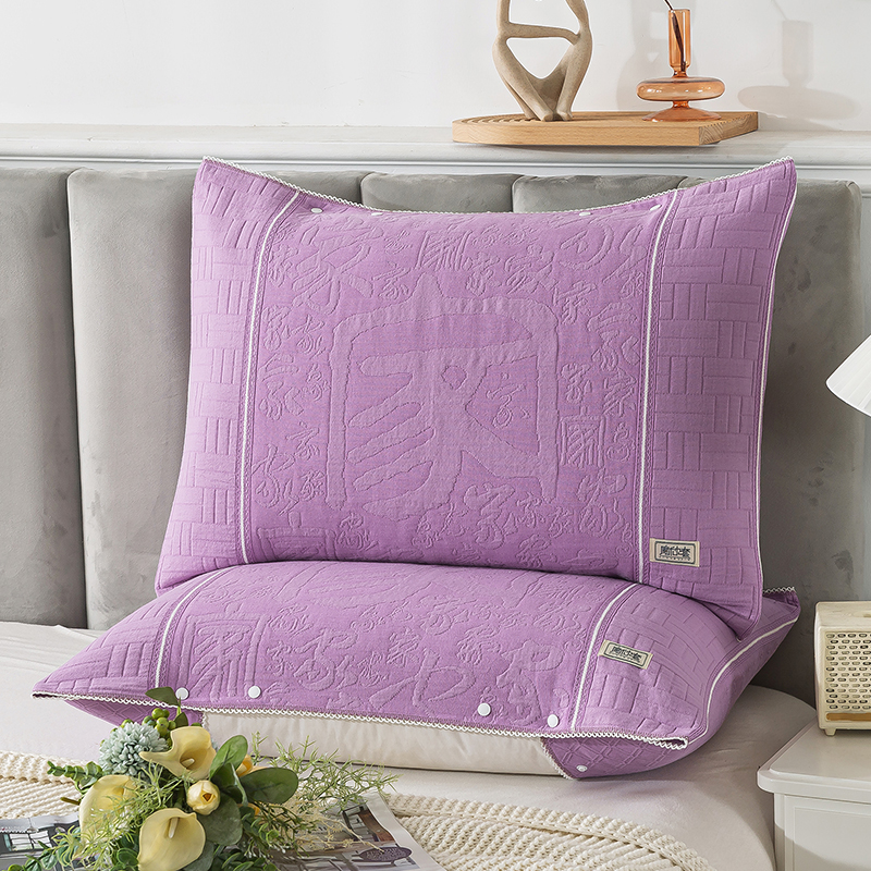 纯棉枕巾带扣固定防滑枕头巾