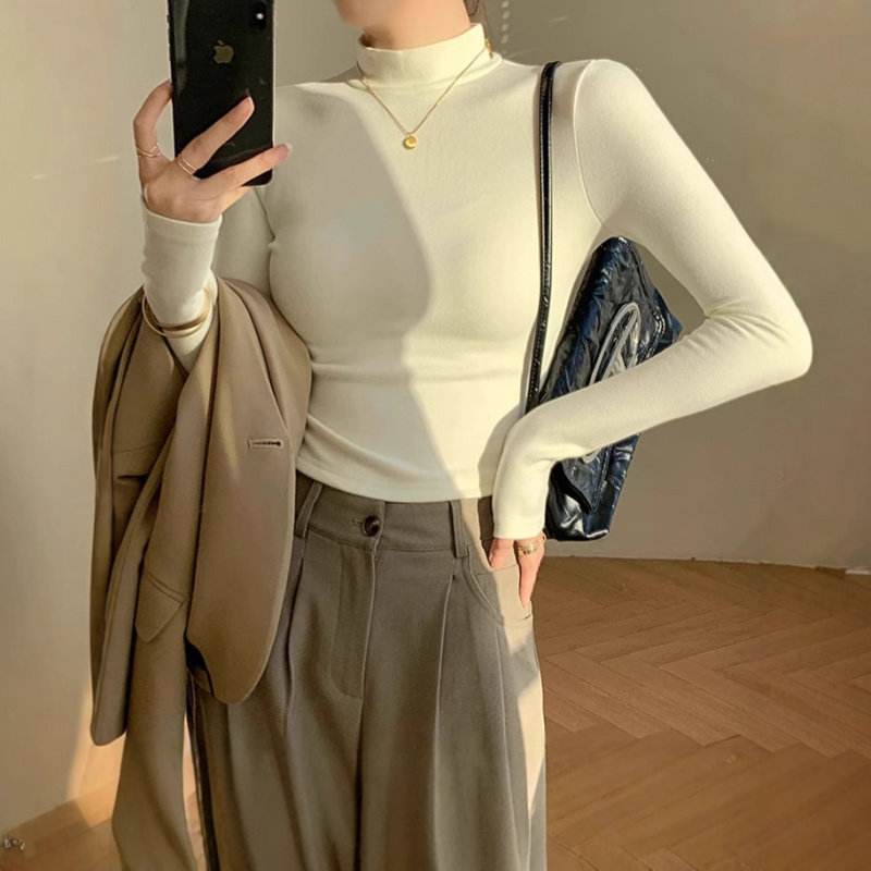 新款圆领秋冬季半高领德绒打底衫女内搭加绒加厚黑白色中领保暖衣,女士内衣/男士内衣/家居服,吊带/背心/T恤/打底/肌底衣,淘宝优惠券,粉丝福利购,淘宝优惠卷