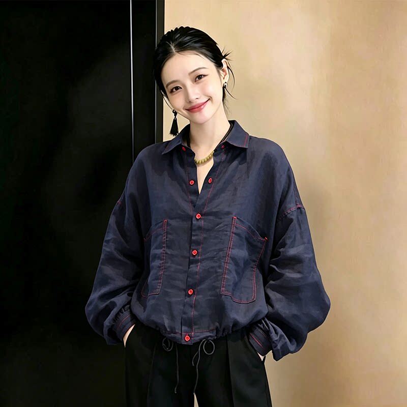 时尚休闲风POLO领长袖衬衫