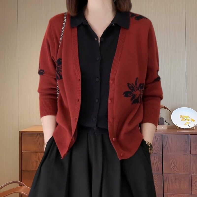 大码时尚休闲风针织衫女款