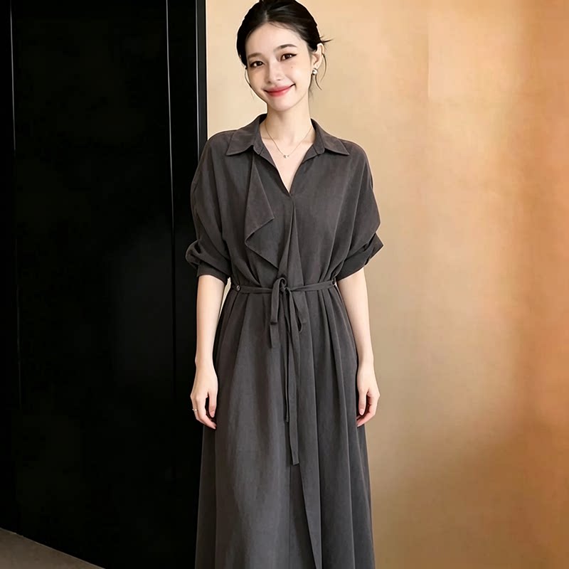 大码时尚通勤风长袖连衣裙