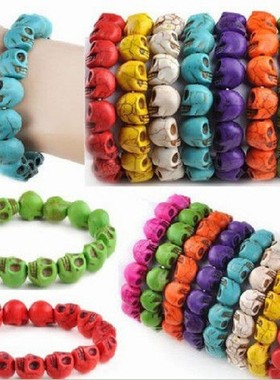 rwbuy男女松石个性骷颅头手链