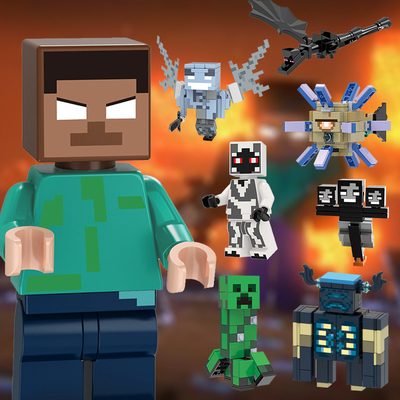 mc我的世界boss积木人仔游戏周边人物him末影龙303拼装玩具全套
