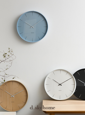 现货/荷兰KARLSSON Lure静音挂钟 现代轻奢客厅扫秒指针玻璃钟表