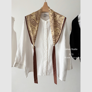 佩斯利复古腰果三角巾系带丝巾屁帘女韩版叠穿裙帘围巾披肩搭肩