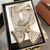 饰领巾字母真丝围巾100%桑蚕丝丝巾 洋气外搭装 杭州丝绸春秋季 韩版