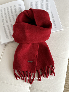 高定100%WOOL 韩国流苏百搭护颈围脖小围巾新款柔软女冬季防寒ins