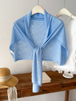 A soothing and high-end bamboo-joint linen ice silk slimming shawl, a women's summer air-conditioned room waistcoat, sun protection, versatile layering shoulder thumbnail 5
