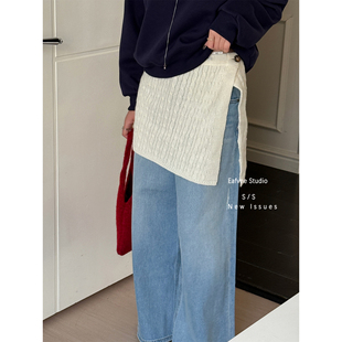 麻花纹理时尚 屁帘半身裙松弛感百搭披肩多用叠穿层次披肩裙帘显瘦