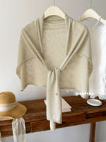 A soothing and high-end bamboo-joint linen ice silk slimming shawl, a women's summer air-conditioned room waistcoat, sun protection, versatile layering shoulder thumbnail 4