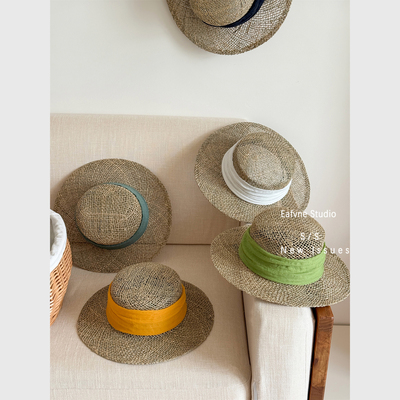 优雅咸草高级感平顶防晒出游帽子