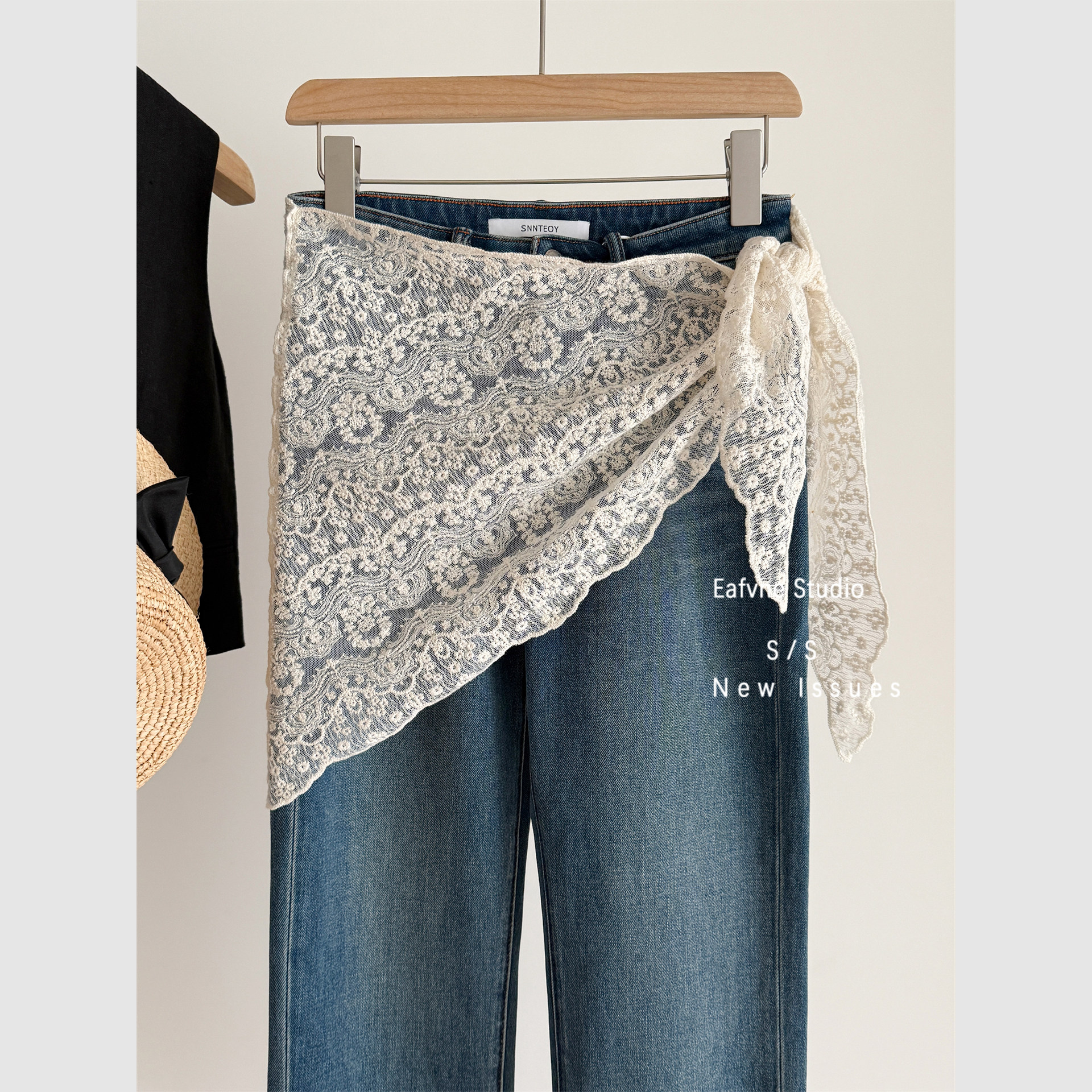 加大款蕾丝屁帘披肩女叠穿半身裙外搭三角巾遮臀裙帘围裙镂空层次