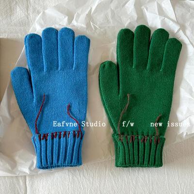 复古设计感秋冬保暖分指手套