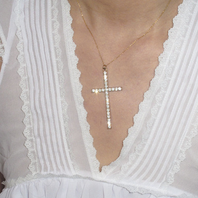 简约十字架朋克哥特个性项链日常百搭气质叠戴暗黑配饰辣妹锁骨链