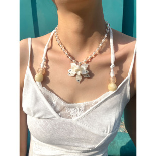 甜美夏日花朵重工气质项链百搭简小众设计日韩项链女颈链原创