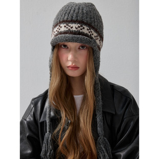 费尔岛风秋冬针织雷锋帽防寒潮流滑雪复古保暖雪花加绒护耳毛线帽