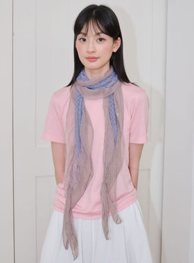 韩系波点窄细长条围巾女春秋薄款时尚百搭围脖针织ins造型细围巾