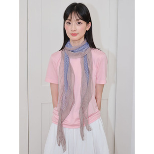 韩系波点窄细长条围巾女春秋薄款 百搭围脖针织ins造型细围巾 时尚