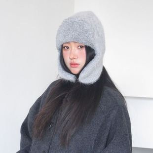 定制款针织帽子女韩系可爱兔毛加厚保暖护耳帽显脸小雷锋帽秋冬