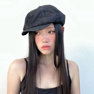 显脸小百搭黑色报童帽百搭帽子八角帽贝雷帽复古休闲鸭舌帽前进帽