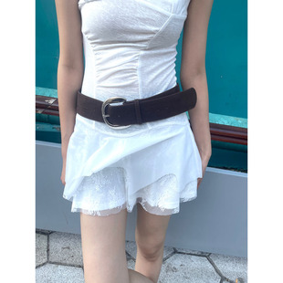 带百搭韩版 复古棕色女个性 皮带宽腰带女牛仔裤 新款 腰封 辣妹美式