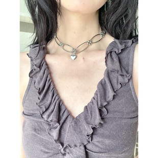 韩系ins风高级感简约链条爱心吊坠项链百搭温柔颈链choker锁骨链