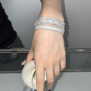 1韩系重工多层手链女ins小众设计高级感手镯轻奢银色显白饰品春夏