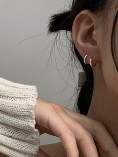 925纯银素圈耳环高级感适合春天 耳扣 圆圈小众设计感2024年时尚