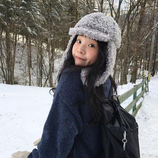 冬季 小众复古仿羊羔毛雷锋帽保暖护耳帽ins韩系可爱雷锋帽秋冬