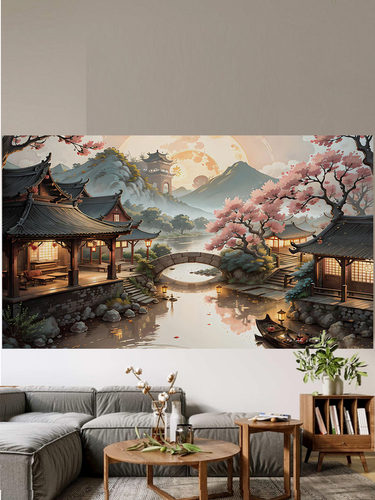 古风中式背景布挂布小众高级墙布