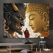 恶魔与佛个性 饰画布房间客厅床头布置画 小众挂布背景布艺术装