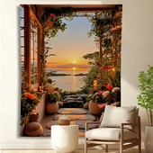 北欧风景竖版 挂布背景布房间床头墙布卧室背景墙挂毯画布直播壁画