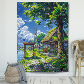 风景背景布ins挂布直播拍照装 日式 宫崎骏春天竖版 饰布房间墙壁布