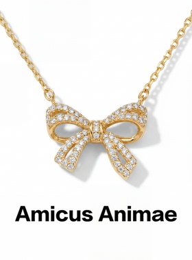 Amicus Animae欧美时尚风蝴蝶结满钻吊坠项链女款轻奢百搭锁骨链