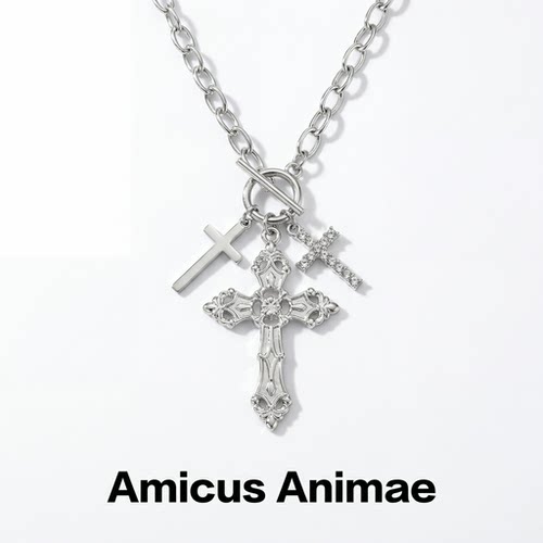 AmicusAnimae镶钻十字架锁骨链