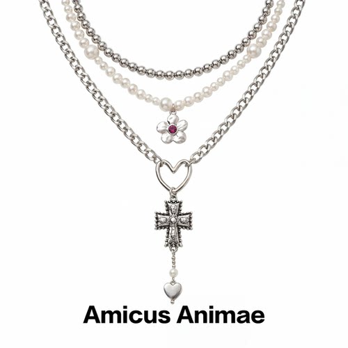 AmicusAnimae十字架爱心锁骨链