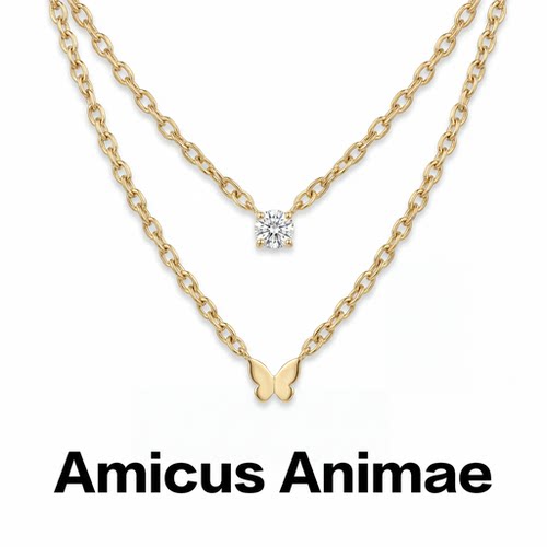 AmicusAnimae双层叠戴蝴蝶项链