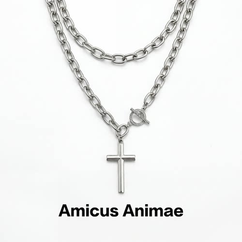 AmicusAnimae叠戴十字架锁骨链