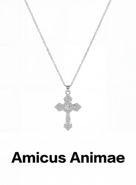 Amicus Animae时尚简约满钻十字架吊坠项链男轻奢小众百搭锁骨链