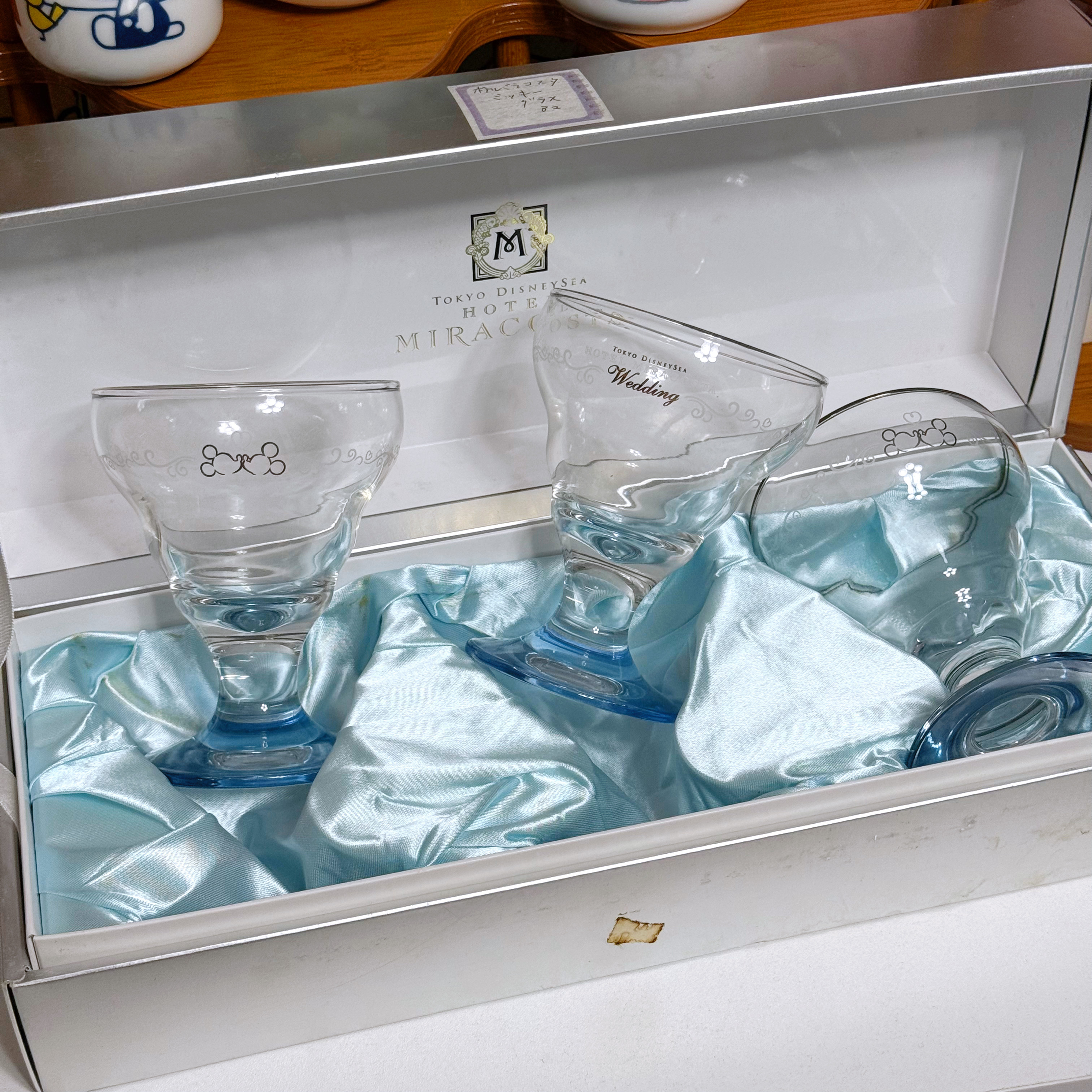 日本中古 Disney东京迪士尼浅蓝色渐变玻璃酒杯