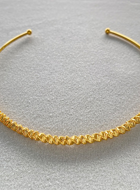 日系小众复古极简不规则线条黄铜镀金个性简约时髦choker项圈项链