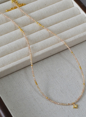日韩小众设计时尚简约优雅香槟锆石珠闪耀星星吊坠气质项链锁骨链