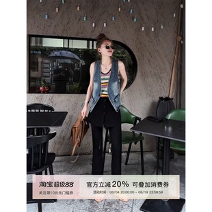 MISSKO可可欢姐夏季新款纽扣款显瘦假两件休闲时尚九分直筒裤裙女