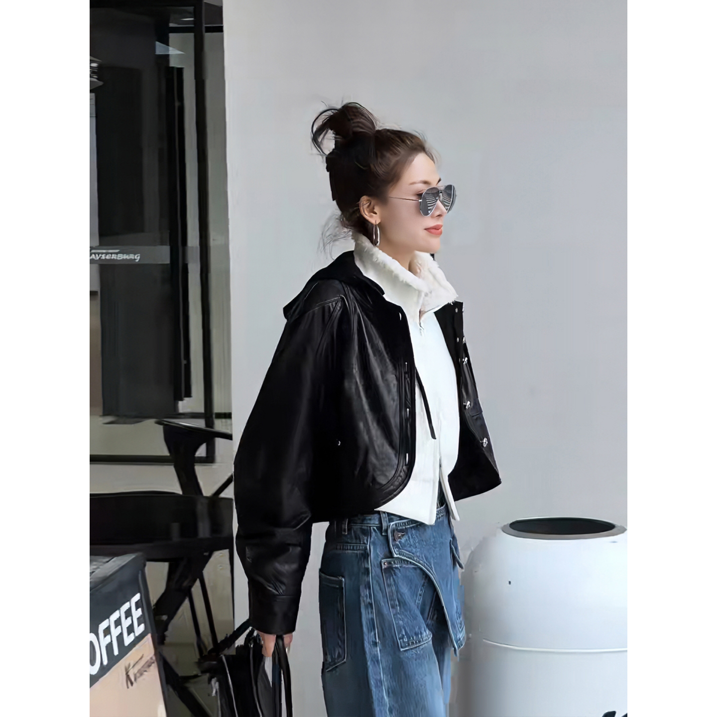 可可欢姐新款复古连帽可拆卸油腊牛皮慵懒风廓形皮风衣上衣外套女,女装/女士精品,短外套,淘宝优惠券,粉丝福利购,淘宝优惠卷