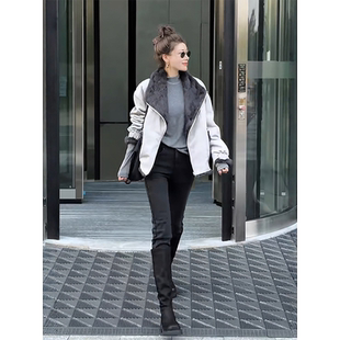 可可欢姐2025秋冬款复古休闲内里獭兔显瘦翻领慵懒风派克服外套女